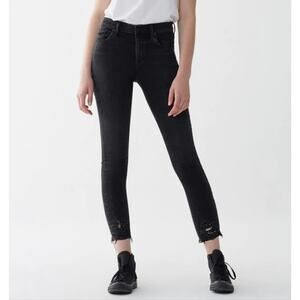 Agolde Jeans Sophie Mid Rise Skinny Temple Black Heavy Distressing 24 / 0